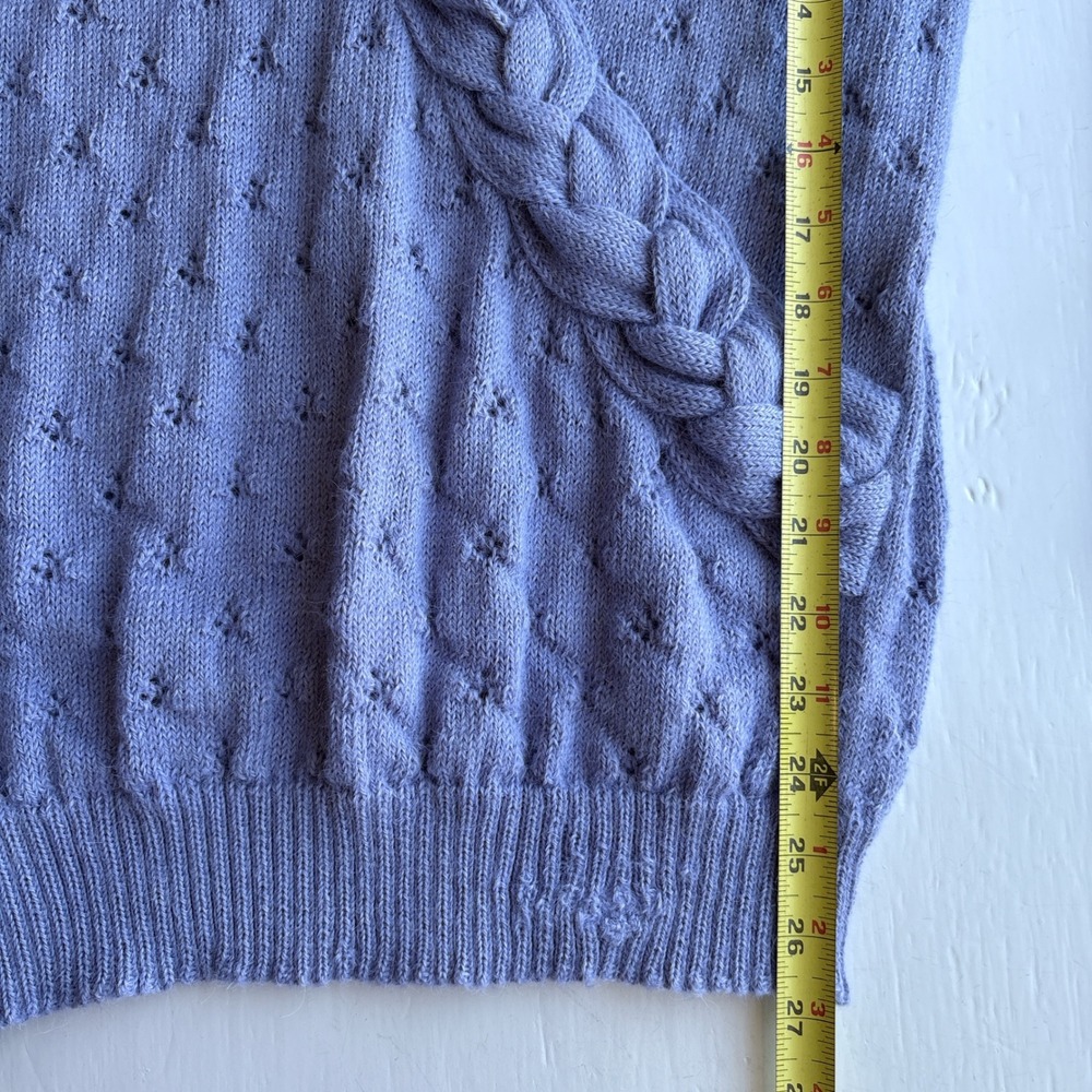 Peruvian Connection 100% Alpaca Womens M Purple Surplice Braided Knit Sweater - Picture 10 of 12